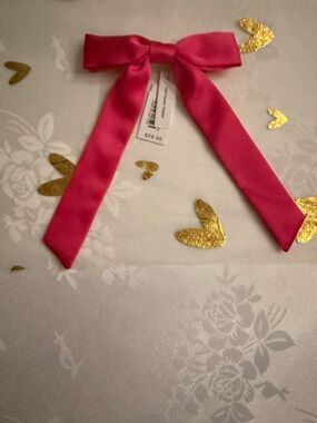J. Crew Hot Pink Satin Bow Hair Clip